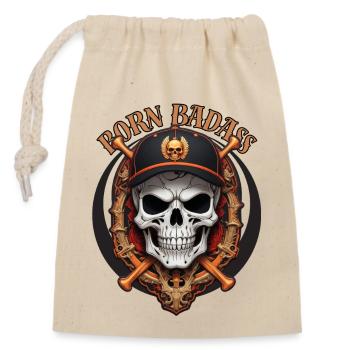 Born Badass - Closable cotton gift bag (14x20cm) - nature - Front