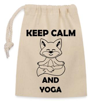 Yoga Renard Restez calme - Sac cadeau en coton avec cordon (14 x 20 cm) - nature - Devant