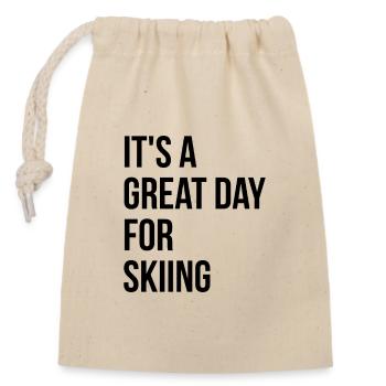 Ski - Verschließbarer Geschenkbeutel aus Baumwolle (14x20cm) - Natur - Vorne
