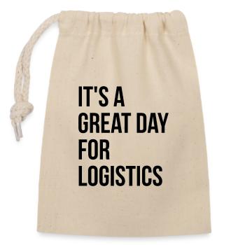 Logistics - Closable cotton gift bag (14x20cm) - nature - Front