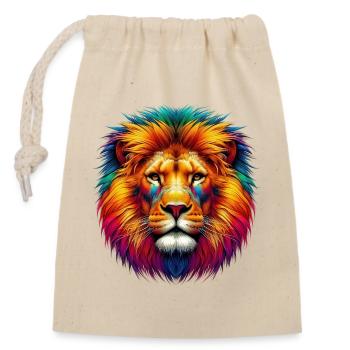 Lion - Closable cotton gift bag (14x20cm) - nature - Front