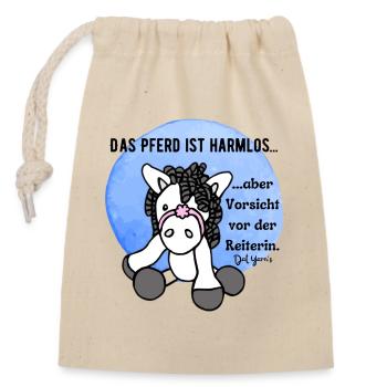 Pferd Anna reiten Kind Mädchen - Verschließbarer Geschenkbeutel aus Baumwolle (14x20cm) - Natur - Vorne