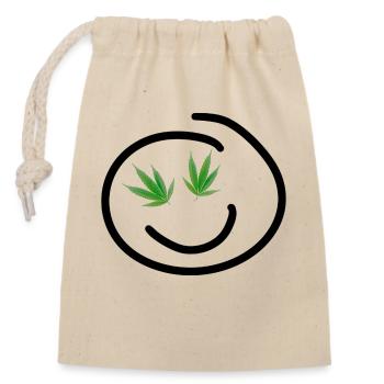 Visage de chanvre heureux - Sac cadeau en coton avec cordon (14 x 20 cm) - nature - Devant