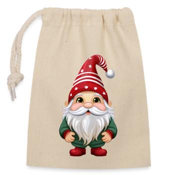Gnome, goblin or gnome for Christmas - Closable cotton gift bag (14x20cm) - nature - Front