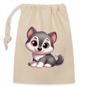 Wolf 11 - Closable cotton gift bag (14x20cm) - nature - Front