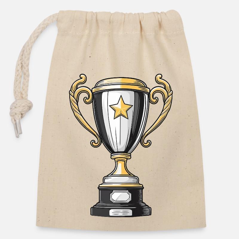 Coupe pour le vainqueur - Sac cadeau en coton avec cordon (14 x 20 cm) - nature