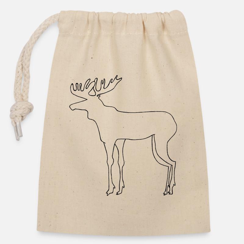 Elk - Closable cotton gift bag (14x20cm) - nature