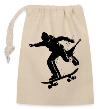 Skateboarder - Verschließbarer Geschenkbeutel aus Baumwolle (14x20cm) - Natur - Vorne