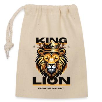 King Lion - Verschließbarer Geschenkbeutel aus Baumwolle (14x20cm) - Natur - Vorne