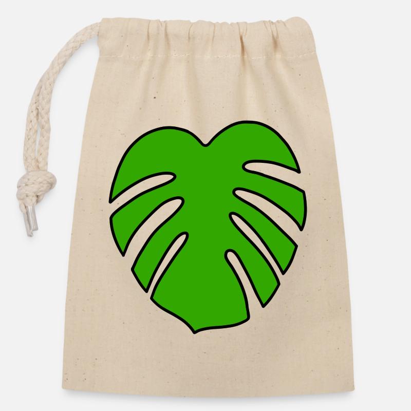 Monstera Plant - Closable cotton gift bag (14x20cm) - nature