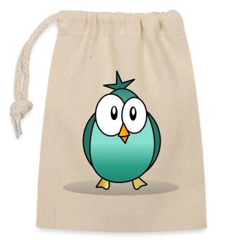 CHOUETTE. HIBOU. OISEAU. NUIT. NATURE. ANIMAL - Sac cadeau en coton avec cordon (14 x 20 cm) - nature - Devant