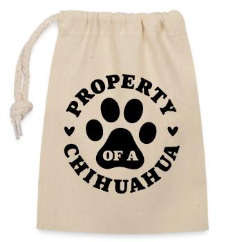 Eigentum eines Chihuahua - Verschließbarer Geschenkbeutel aus Baumwolle (14x20cm) - Natur - Vorne