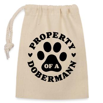 Eigentum eines Dobermanns - Verschließbarer Geschenkbeutel aus Baumwolle (14x20cm) - Natur - Vorne