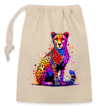 Guépard - Sac cadeau en coton avec cordon (14 x 20 cm) - nature - Devant