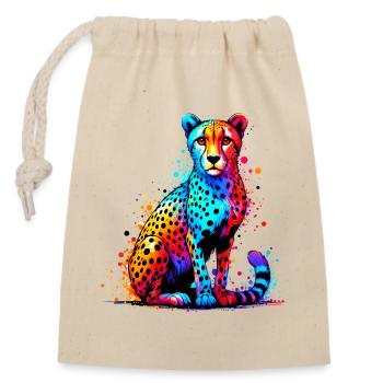 Guépard - Sac cadeau en coton avec cordon (14 x 20 cm) - nature - Devant