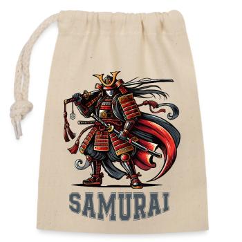 Bande dessinée de samouraï - Sac cadeau en coton avec cordon (14 x 20 cm) - nature - Devant