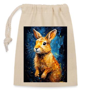 Kaninchen in der digitalen Kunst - Verschließbarer Geschenkbeutel aus Baumwolle (14x20cm) - Natur - Vorne
