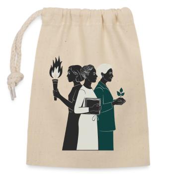 Women s day - Closable cotton gift bag (14x20cm) - nature - Front