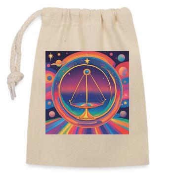Waage Sternzeichen Astrologie Geschenk - Verschließbarer Geschenkbeutel aus Baumwolle (14x20cm) - Natur - Vorne