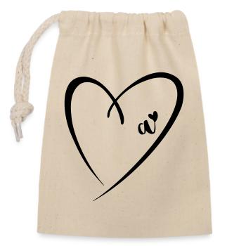 Lettre minuscule Un Coeur - Sac cadeau en coton avec cordon (14 x 20 cm) - nature - Devant