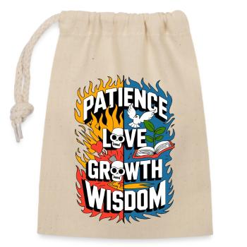 Patience, Amour, Croissance et Sagesse - Dualité Feu - Sac cadeau en coton avec cordon (14 x 20 cm) - nature - Devant