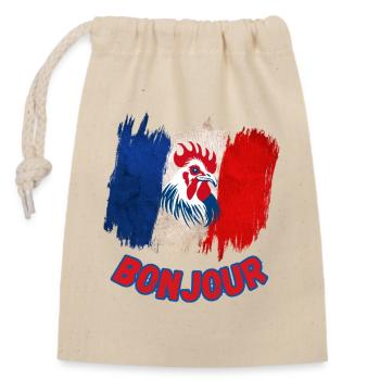 Bonjour France-French Pride coq gaulois - Sac cadeau en coton avec cordon (14 x 20 cm) - nature - Devant