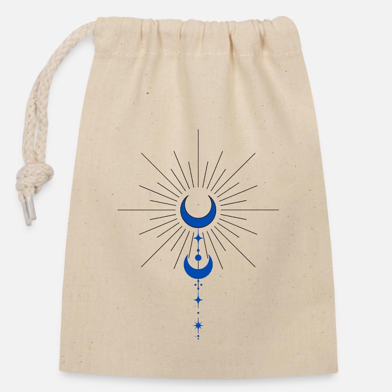 Symbole de paix avec lune - Sac cadeau en coton avec cordon (14 x 20 cm) - nature