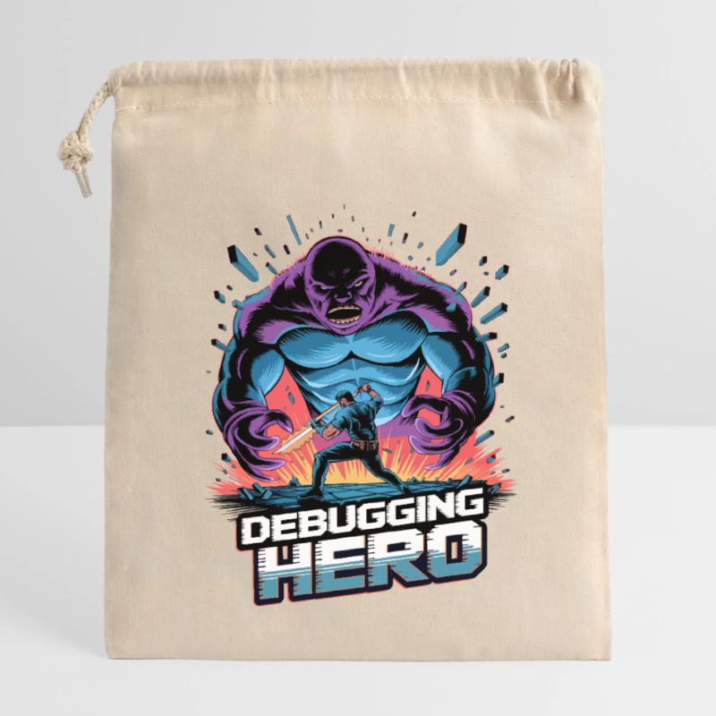 Debugging Hero – Epischer Kampf gegen Code-Monster Verschließbarer Geschenkbeutel aus Baumwolle (14x20cm)