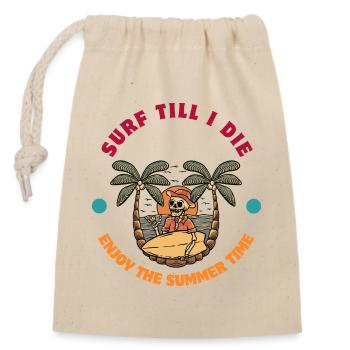 La vie à la plage avec des crânes et des planches de surf - Sac cadeau en coton avec cordon (14 x 20 cm) - nature - Devant