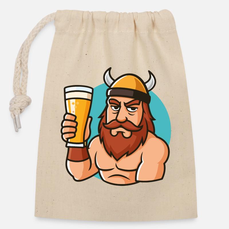Viking Brewmaster - Closable cotton gift bag (14x20cm) - nature