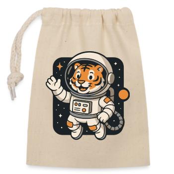 Tigre astronaute aventurier - Sac cadeau en coton avec cordon (14 x 20 cm) - nature - Devant
