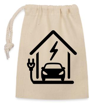 Electric mobility charging station - Closable cotton gift bag (14x20cm) - nature - Front