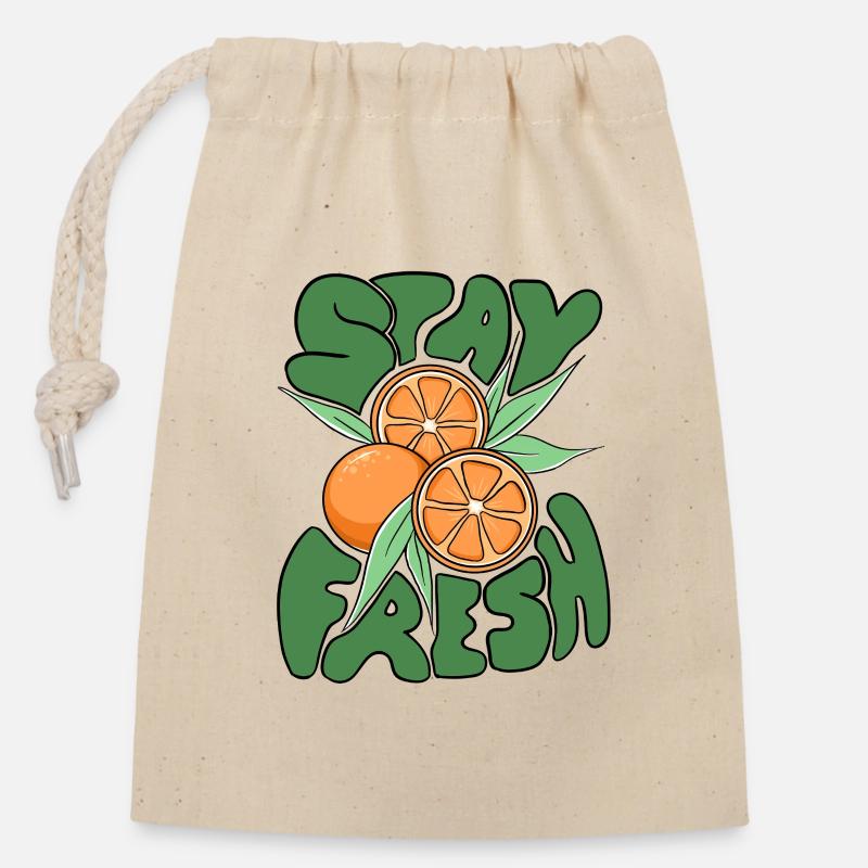 Stay Fresh Oranges –Fun Citrus Fruit Summer Design - Closable cotton gift bag (14x20cm) - nature