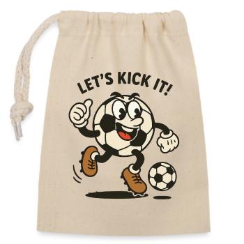Fröhlicher Fußball-Charakter - Verschließbarer Geschenkbeutel aus Baumwolle (14x20cm) - Natur - Vorne
