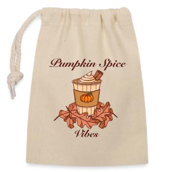 Pumpkin Spice Vibes – Cozy Autumn Coffee Design - Closable cotton gift bag (14x20cm) - nature - Front