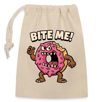 Aggressiver Donut Monster Design - Verschließbarer Geschenkbeutel aus Baumwolle (14x20cm) - Natur - Vorne