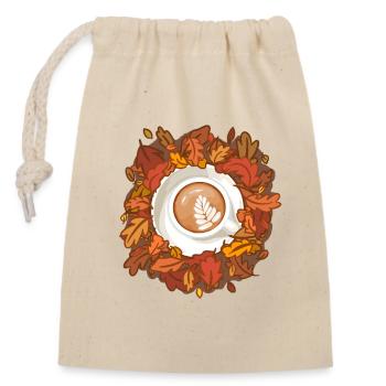 Leaves are Falling, Coffee is Calling - Closable cotton gift bag (14x20cm) - nature - Front