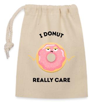 Lustiges Donut-Wortspiel – I Donut Really Care - Verschließbarer Geschenkbeutel aus Baumwolle (14x20cm) - Natur - Vorne