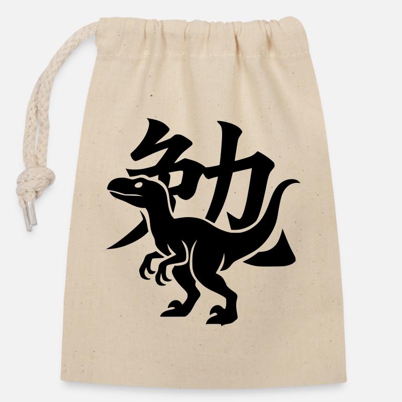 Raptor Kanji Ben - Verschließbarer Geschenkbeutel aus Baumwolle (14x20cm) - Natur