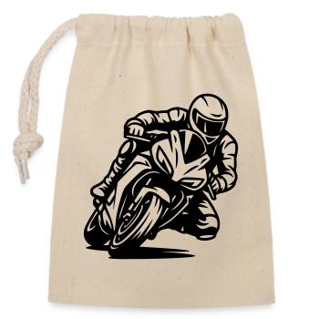 Motorrad - Verschließbarer Geschenkbeutel aus Baumwolle (14x20cm) - Natur - Vorne