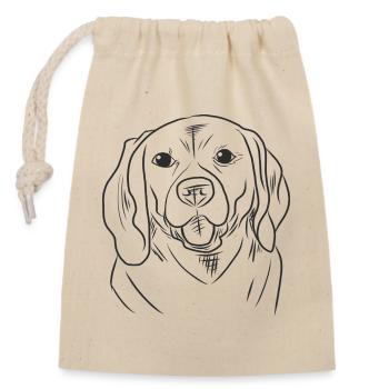 Drôle Beagle Croquis Line Art Chien Design pour Animal de Compagnie - Sac cadeau en coton avec cordon (14 x 20 cm) - nature - Devant