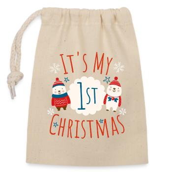 mon premier Noël - Sac cadeau en coton avec cordon (14 x 20 cm) - nature - Devant