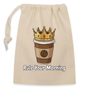 Café royal du matin - Sac cadeau en coton avec cordon (14 x 20 cm) - nature - Devant