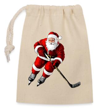 Weihnachten Eishockeyspieler - Verschließbarer Geschenkbeutel aus Baumwolle (14x20cm) - Natur - Vorne