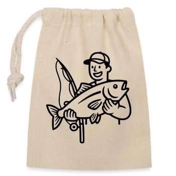 Fishing-proud-angler-big-catch-1 - Closable cotton gift bag (14x20cm) - nature - Front