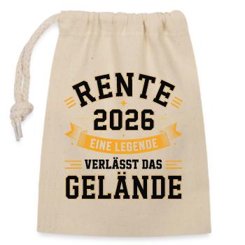 Rente 2026 Eine Legende Verlaesst Das Gelaende - Verschließbarer Geschenkbeutel aus Baumwolle (14x20cm) - Natur - Vorne