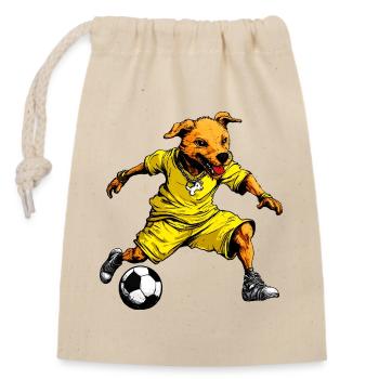 Football pour chiens - Sac cadeau en coton avec cordon (14 x 20 cm) - nature - Devant