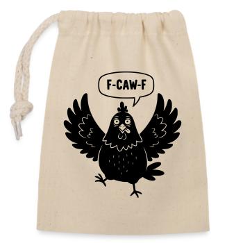Angry cartoon chicken shouts F-CAW-F - Closable cotton gift bag (14x20cm) - nature - Front