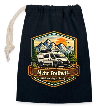 Camping-More Freedom-With Less Stuff-Camper - Closable cotton gift bag (14x20cm) - navy - Front