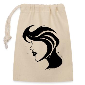 Silhouette Woman - Abstract Face - Closable cotton gift bag (14x20cm) - nature - Front